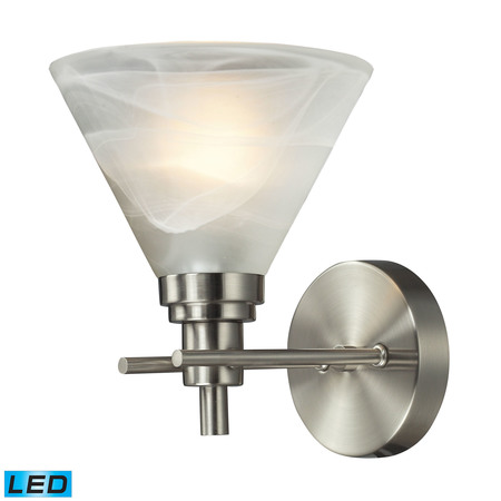 ELK LIGHTING Pemberton 1-Lght Vanity Lmp Nckl w/Wht Marbleized Glass - Incl LED Blb 11400/1-LED